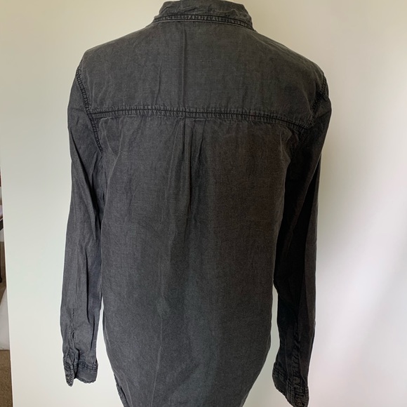 Washed Grey Button Down Long Sleeve Shirt - Picture 4 of 5
